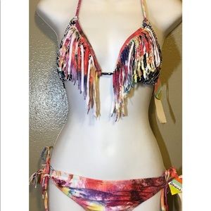 NWT Macy’s raisins swimwear sz medium fringe set